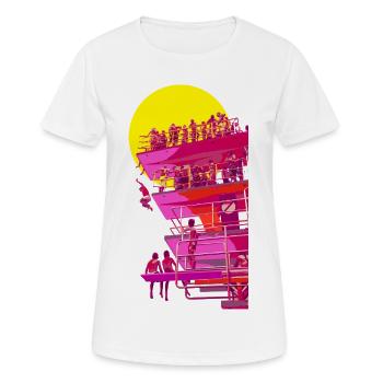 Tour de sauveteur néon au coucher du soleil - T-shirt respirant Femme - blanc - Devant - AI Model Female 172 dark (172cm)