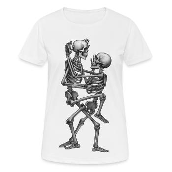 SKELETONS IN LOVE #5 - black & white - T-shirt respirant Femme - blanc - Devant - AI Model Female 172 dark (172cm)