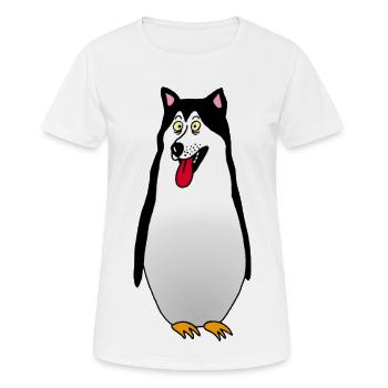 Pinguin Hund - Frauen T-Shirt atmungsaktiv - Weiß - Vorne - AI Model Female 172 dark (172cm)