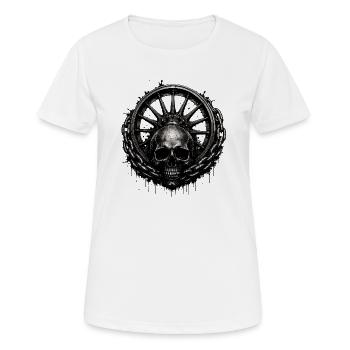 Motif sombre frappant avec crâne, chaîne solide - T-shirt respirant Femme - blanc - Devant - AI Model Female 172 dark (172cm)