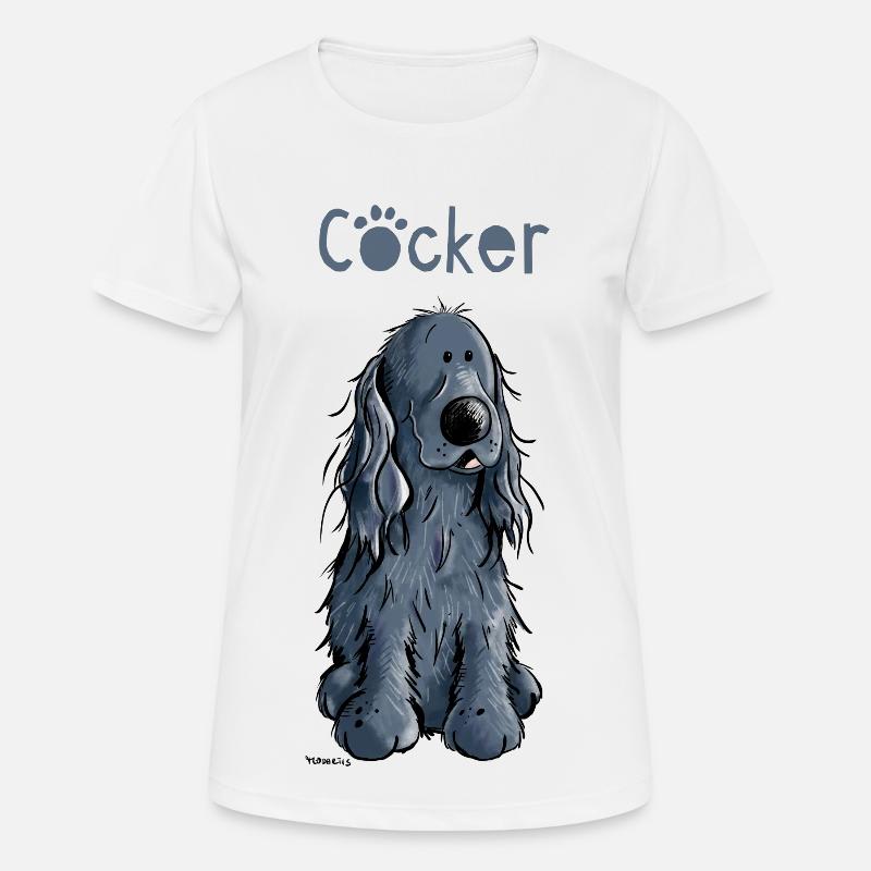 Funny Black Cocker Spaniel - Women's Breathable T-Shirt - white