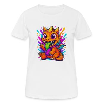 Dinosaure coloré avec de la bave et des ailes - T-shirt respirant Femme - blanc - Devant - AI Model Female 172 dark (172cm)
