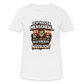 Ich hasse Menschen: Hässlich & witzig - Frauen T-Shirt atmungsaktiv - Weiß - Vorne - AI Model Female 172 dark (172cm)