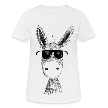 Cool donkey with sunglasses I Muli I gift - Women's Breathable T-Shirt - white - Front - AI Model Female 172 dark (172cm)