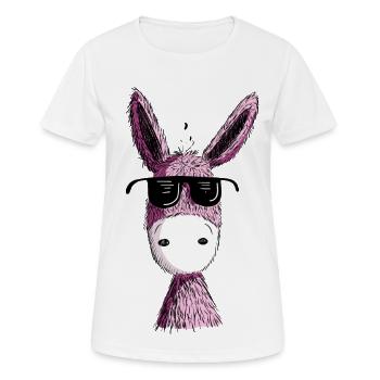 Cool pink donkey with sunglasses I Muli I Fun - Women's Breathable T-Shirt - white - Front - AI Model Female 172 dark (172cm)