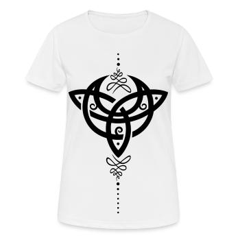 Celtic moon, Mondsichel mit Trinity Symbol. - Frauen T-Shirt atmungsaktiv - Weiß - Vorne - AI Model Female 172 dark (172cm)