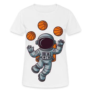 Astronaut Basketball Planeten Weltall Weltraum - Frauen T-Shirt atmungsaktiv - Weiß - Vorne - AI Model Female 172 dark (172cm)