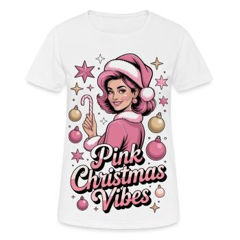 Pink Christmas Vibes Mrs Claus Shirt - Women's Breathable T-Shirt - white - Front - AI Model Female 172 dark (172cm)