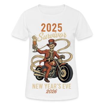 Silvester 2025 Survivor Silvester 2026 - Frauen T-Shirt atmungsaktiv - Weiß - Vorne - AI Model Female 172 dark (172cm)
