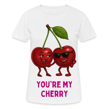 Duo cerise : Tu es ma cerise - T-shirt respirant Femme - blanc - Devant - AI Model Female 172 dark (172cm)