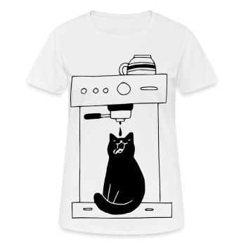 Cat Coffee Barista Vintage - T-shirt respirant Femme - blanc - Devant - AI Model Female 172 dark (172cm)