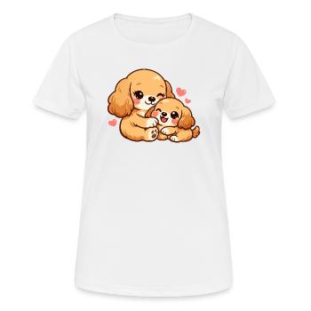 Maman chien câline son chiot - T-shirt respirant Femme - blanc - Devant - AI Model Female 172 dark (172cm)