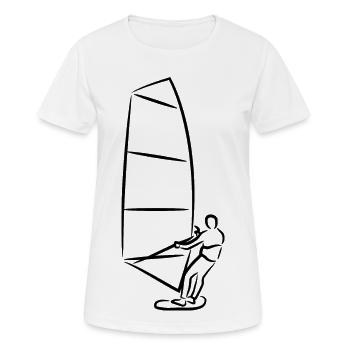 Croquis de planche à voile - T-shirt respirant Femme - blanc - Devant - AI Model Female 172 dark (172cm)