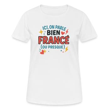 Message Positif France Couleurs Vive - T-shirt respirant Femme - blanc - Devant - AI Model Female 172 dark (172cm)