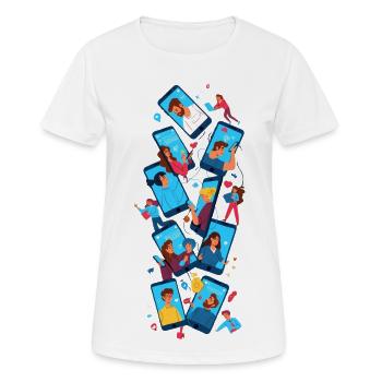 Connexions numériques : amitié via l’application - T-shirt respirant Femme - blanc - Devant - AI Model Female 172 dark (172cm)