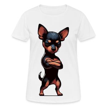 Pinscher miniature Pinscher Pinscher Pinscher Propriétaire Minpin - T-shirt respirant Femme - blanc - Devant - AI Model Female 172 dark (172cm)