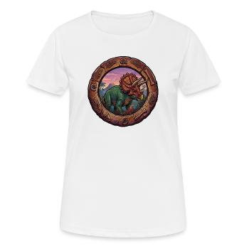 Triceratops im Fossilring - Frauen T-Shirt atmungsaktiv - Weiß - Vorne - AI Model Female 172 dark (172cm)