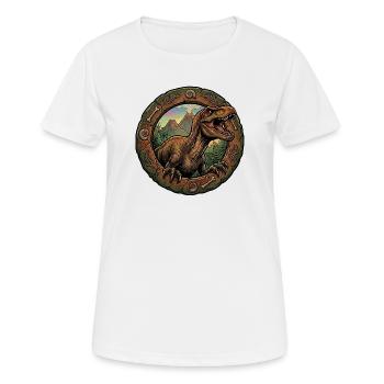 T Rex Dino in the fossil ring - Women's Breathable T-Shirt - white - Front - AI Model Female 172 dark (172cm)