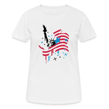 amerikanische Flagge und Freiheitsstatue - Frauen T-Shirt atmungsaktiv - Weiß - Vorne - AI Model Female 172 dark (172cm)