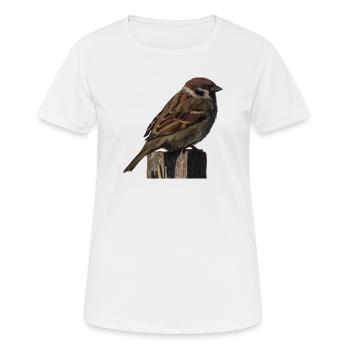 spatz - Frauen T-Shirt atmungsaktiv - Weiß - Vorne - AI Model Female 172 dark (172cm)