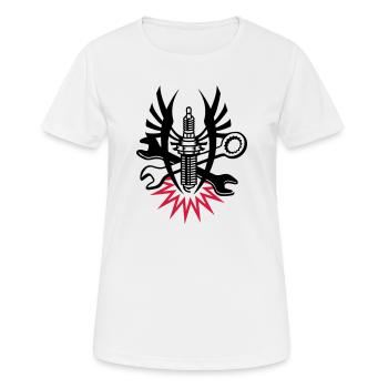 Une bougie d'allumage avec deux clés - T-shirt respirant Femme - blanc - Devant - AI Model Female 172 dark (172cm)