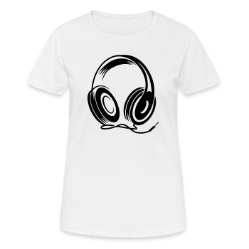 Kopfhörer mit Kabel im Stencil Stil - Frauen T-Shirt atmungsaktiv - Weiß - Vorne - AI Model Female 172 dark (172cm)