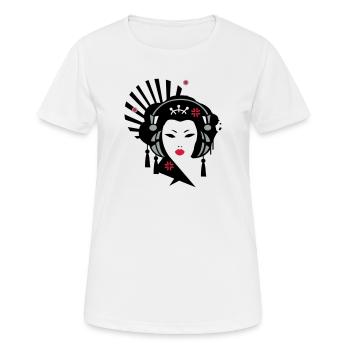 Geisha with headphones - Women's Breathable T-Shirt - white - Front - AI Model Female 172 dark (172cm)