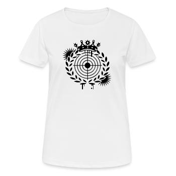Zielscheibe mit Kranz,Krone und Blätter - Frauen T-Shirt atmungsaktiv - Weiß - Vorne - AI Model Female 172 dark (172cm)
