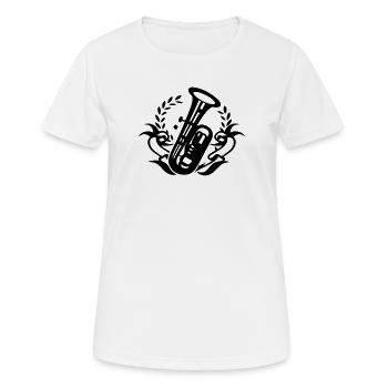 Tuba Blasinstrument für Blaskapelle - Frauen T-Shirt atmungsaktiv - Weiß - Vorne - AI Model Female 172 dark (172cm)