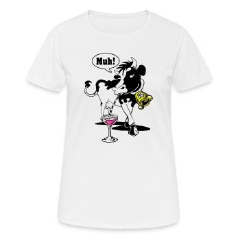 Muh Kuh - Frauen T-Shirt atmungsaktiv - Weiß - Vorne - AI Model Female 172 dark (172cm)