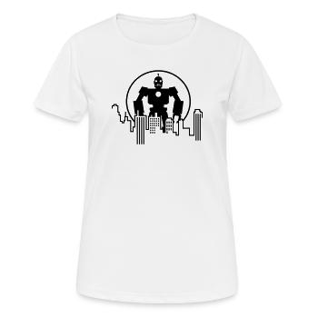 Robot Skyline – Sci-Fi Android Silhouette Shirt - Frauen T-Shirt atmungsaktiv - Weiß - Vorne - AI Model Female 172 dark (172cm)