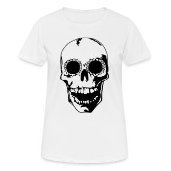 head skull Totenkopf bones beliebt sticker shirt - Frauen T-Shirt atmungsaktiv - Weiß - Vorne - AI Model Female 172 dark (172cm)