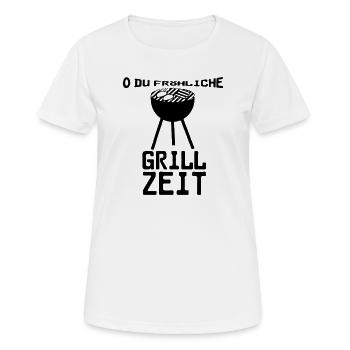 O du fröhliche Grillzeit Grillen Party Geschenk - Frauen T-Shirt atmungsaktiv - Weiß - Vorne - AI Model Female 172 dark (172cm)
