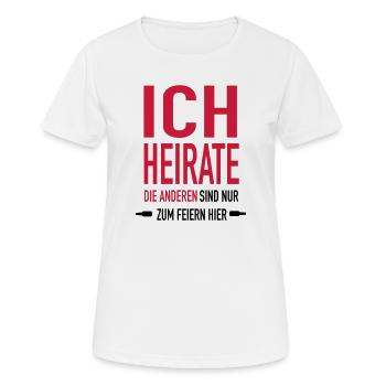 ich Heirate x1 - Frauen T-Shirt atmungsaktiv - Weiß - Vorne - AI Model Female 172 dark (172cm)