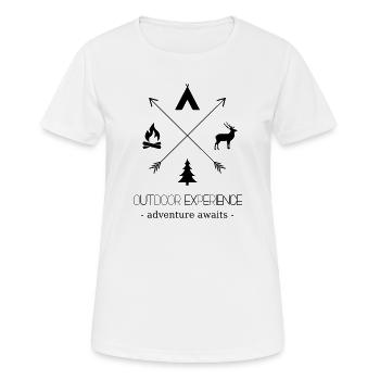 Outdoor Experience Adventure Awaits - Frauen T-Shirt atmungsaktiv - Weiß - Vorne - AI Model Female 172 dark (172cm)