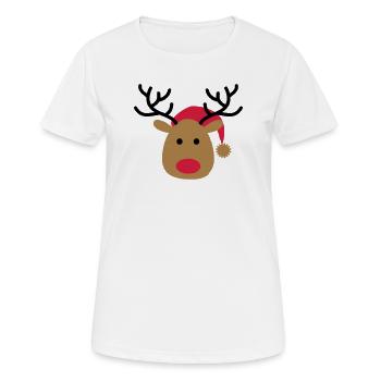Lustiges Design von einem Elch zu Weihnachten - Frauen T-Shirt atmungsaktiv - Weiß - Vorne - AI Model Female 172 dark (172cm)