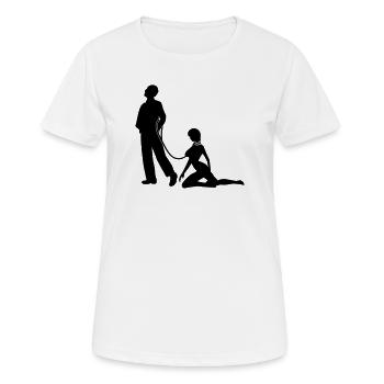 Woman on a leash bachelors - Women's Breathable T-Shirt - white - Front - AI Model Female 172 dark (172cm)