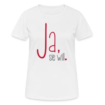 Ja sie will Junggesellin Junggesellenabschied - Frauen T-Shirt atmungsaktiv - Weiß - Vorne - AI Model Female 172 dark (172cm)