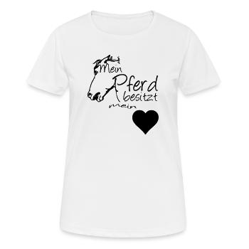 Mein Pferd - Mein Herz Geschenk - Frauen T-Shirt atmungsaktiv - Weiß - Vorne - AI Model Female 172 dark (172cm)