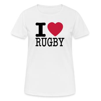 Ich liebe Rugby - Ich liebe Rugby - Frauen T-Shirt atmungsaktiv - Weiß - Vorne - AI Model Female 172 dark (172cm)