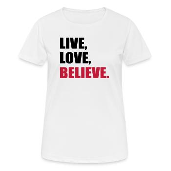 Glaube - Frauen T-Shirt atmungsaktiv - Weiß - Vorne - AI Model Female 172 dark (172cm)