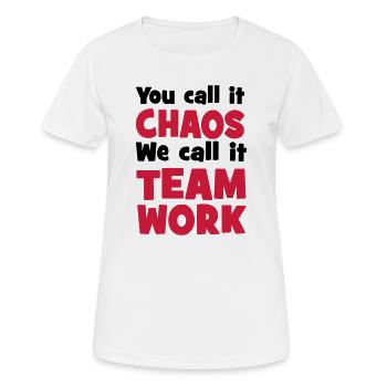Teamwork - Frauen T-Shirt atmungsaktiv - Weiß - Vorne - AI Model Female 172 dark (172cm)