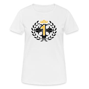 Die Nummer Eins mit Lorbeerkranz und Krone - Frauen T-Shirt atmungsaktiv - Weiß - Vorne - AI Model Female 172 dark (172cm)