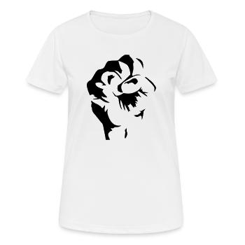 Faust - Frauen T-Shirt atmungsaktiv - Weiß - Vorne - AI Model Female 172 dark (172cm)