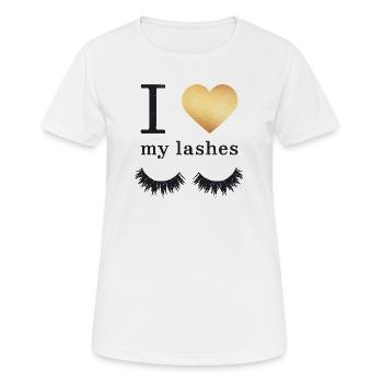 Lange Wimpern Mascara - Frauen T-Shirt atmungsaktiv - Weiß - Vorne - AI Model Female 172 dark (172cm)