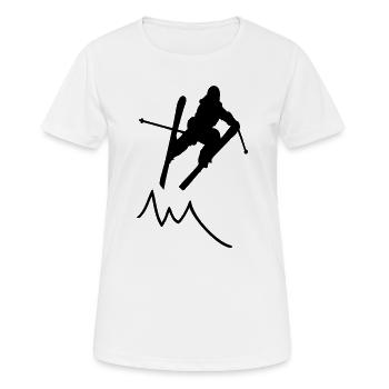 saut à ski contour avec la montagne / skieur III - T-shirt respirant Femme - blanc - Devant - AI Model Female 172 dark (172cm)