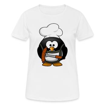 Cuisson du pingouin avec des saucisses grillées - T-shirt respirant Femme - blanc - Devant - AI Model Female 172 dark (172cm)