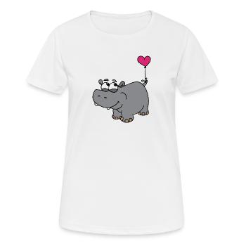 Nilpferd mit Herzballon - Frauen T-Shirt atmungsaktiv - Weiß - Vorne - AI Model Female 172 dark (172cm)