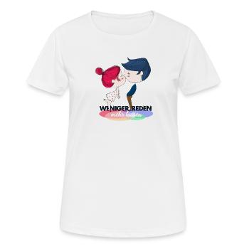 weniger reden - mehr küssen - Frauen T-Shirt atmungsaktiv - Weiß - Vorne - AI Model Female 172 dark (172cm)