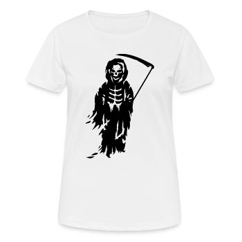 Ein Sensenmann -Der Tod mit einer Sense - Frauen T-Shirt atmungsaktiv - Weiß - Vorne - AI Model Female 172 dark (172cm)